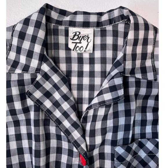 Vintage 80s Gingham Collared Button Up Dress / Sz XS / Western Retro Pin Up - Picture 7 of 8